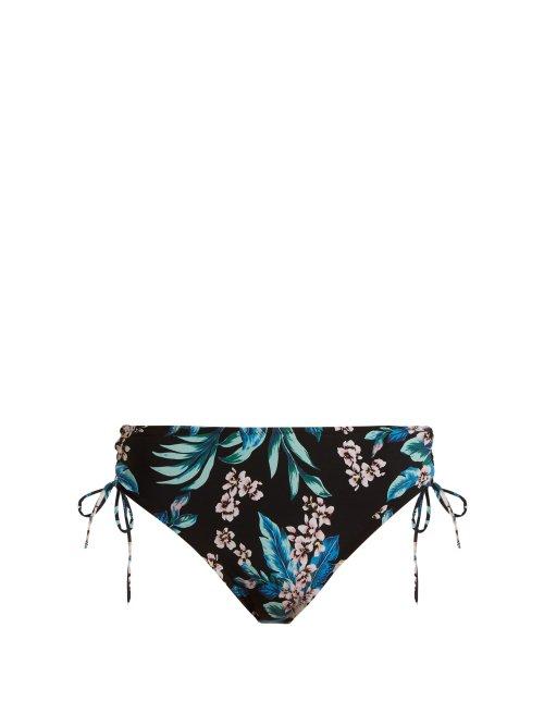 Matchesfashion.com Diane Von Furstenberg - Cheeky Mid Rise Bikini Bottoms - Womens - Black Print