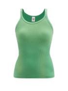Re/done - Ribbed Cotton-jersey Tank Top - Womens - Green