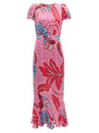 Matchesfashion.com Rhode - Lulani Floral-print Fluid-poplin Dress - Womens - Pink Print