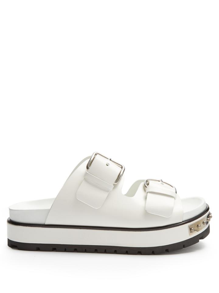 Alexander Mcqueen Double-strap Leather Flatform Sandals
