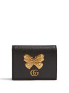 Gucci Butterfly-plaque Grained-leather Purse