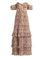 Matchesfashion.com Johanna Ortiz - The Lady Of Shallot Floral Print Dress - Womens - Cream Multi