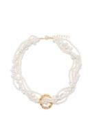 Hermina Athens - Full Moon Tangled Pearl Gold-plated Necklace - Womens - White