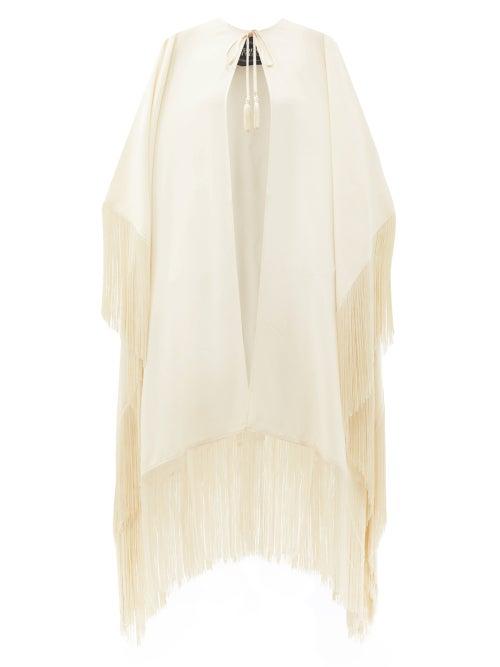 Matchesfashion.com Taller Marmo - Lee Fringed Crepe Cape - Womens - Ivory