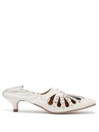 Matchesfashion.com Toga - Square Toe Studded Leather Kitten Heels - Womens - White