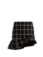 Matchesfashion.com Marques'almeida - Checked Ruffled Hem Cotton Blend Mini Skirt - Womens - Black White