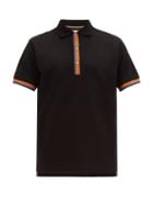 Matchesfashion.com Paul Smith - Artist Stripe Trim Cotton Piqu Polo Shirt - Mens - Black