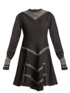 Matchesfashion.com Isabel Marant - Merla Floral Panel Linen Dress - Womens - Black
