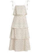 Zimmermann Polka-dot Print Linen And Cotton-blend Dress