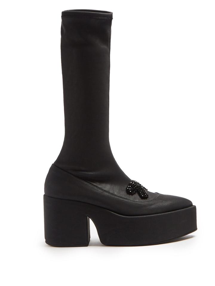 Simone Rocha Beaded Platform Leather Knee-high Boots