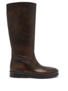 The Row - Billie Patinated-leather Boots - Womens - Brown