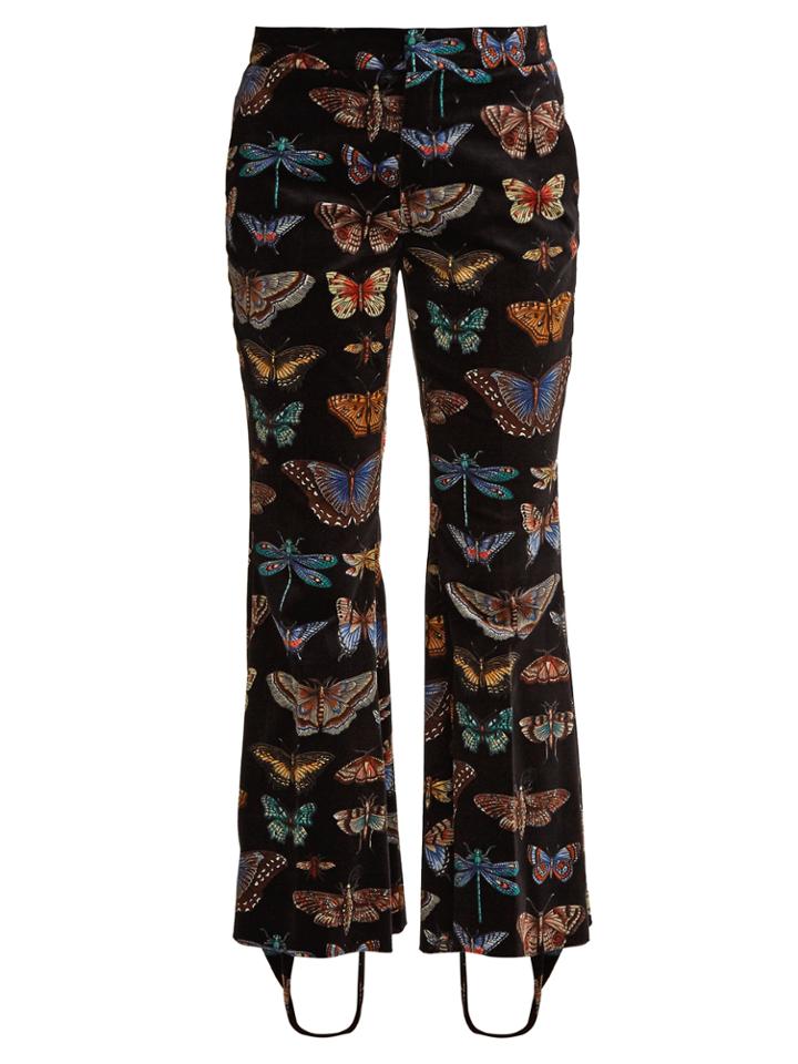 Gucci Butterfly-print Stretch-cotton Velvet Trousers