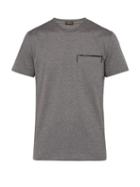 Matchesfashion.com Berluti - Leather Trim Pocket Cotton T Shirt - Mens - Grey