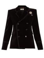 Matchesfashion.com Saint Laurent - Double Breasted Velvet Blazer - Womens - Black