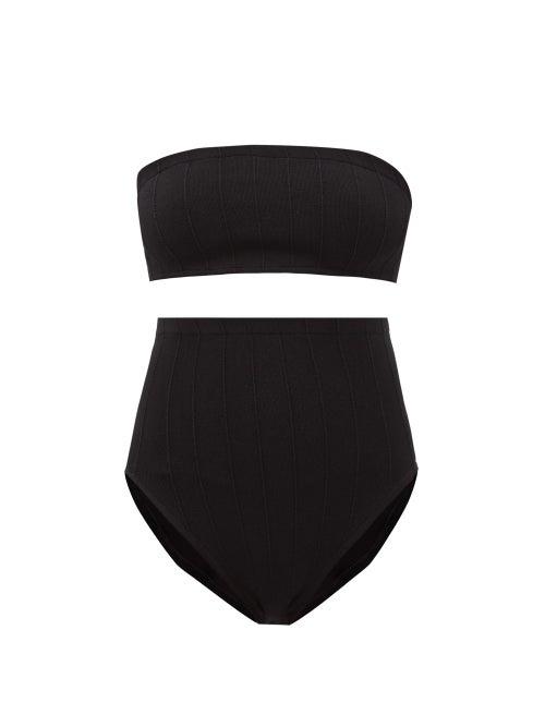 Ladies Beachwear Hunza G - Edie Nile Bandeau Ribbed-jersey Bikini - Womens - Black