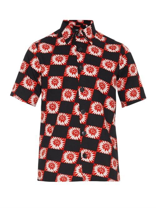 Raf Simons Geometric-print Checked Shirt