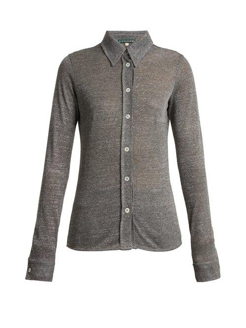 Matchesfashion.com Alexachung - Point Collar Stretch Knit Shirt - Womens - Silver