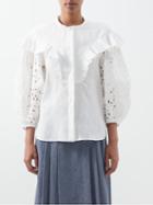 Chlo - Ruffle Broderie Anglaise Linen-voile Blouse - Womens - Ivory