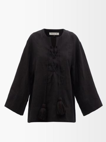 Fil De Vie - Odin Linen Blouse - Womens - Black