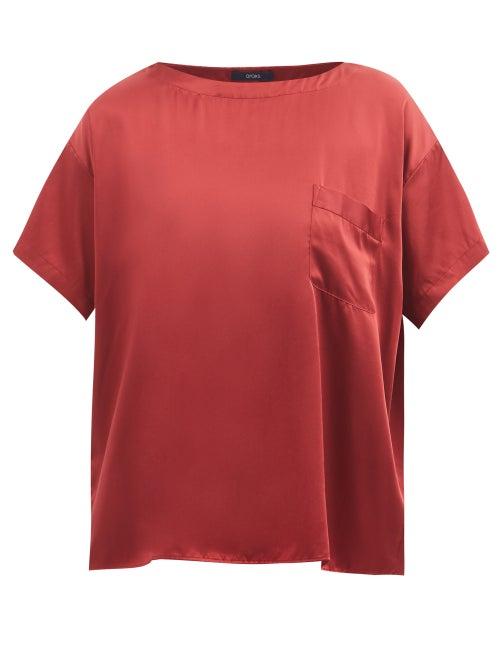 Araks - Winn Silk-satin Pyjama Top - Womens - Burgundy
