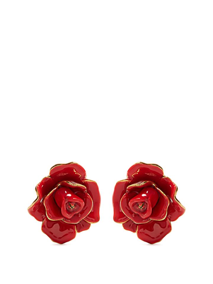 Oscar De La Renta Rosette Enamel-painted Clip-on Earrings