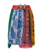 Chopova Lowena - Geometric-jacquard Pleated Cotton Midi Skirt - Womens - Multi