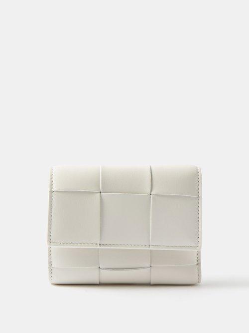 Bottega Veneta - Cassette Leather Trifold Wallet - Womens - White