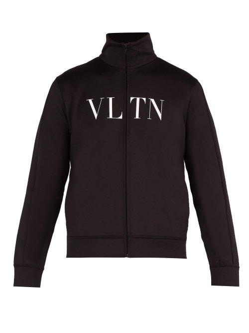 Matchesfashion.com Valentino - Logo Print Zip Through Track Jacket - Mens - Black