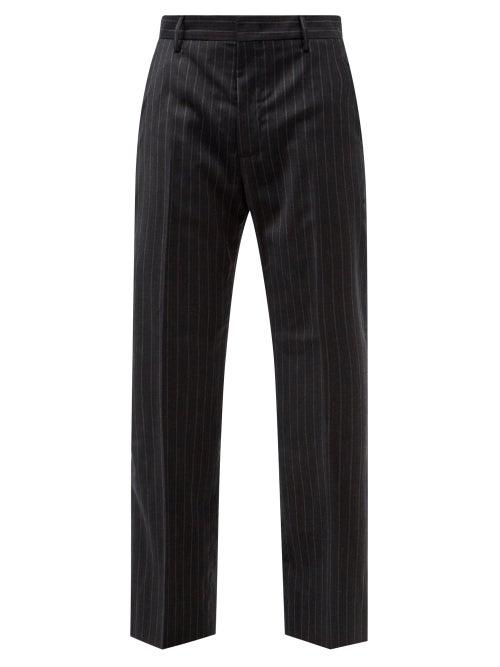 Sunflower - Mac Pinstripe Wool-twill Trousers - Mens - Dark Grey