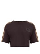 Matchesfashion.com Fendi - Logo Trimmed Cropped Cotton T Shirt - Womens - Black