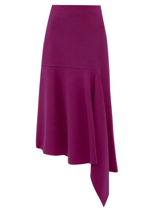 Matchesfashion.com Balenciaga - Asymmetric Wool Blend Midi Skirt - Womens - Fuchsia