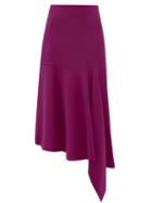 Matchesfashion.com Balenciaga - Asymmetric Wool Blend Midi Skirt - Womens - Fuchsia