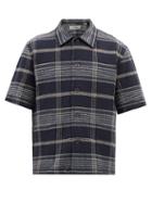 Our Legacy - Elder Checked Cotton-blend Short-sleeved Shirt - Mens - Navy