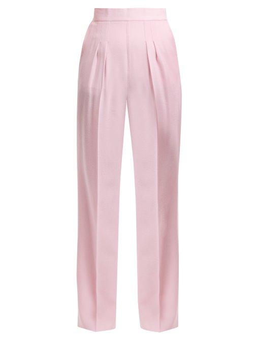 Matchesfashion.com Christopher Kane - Pleat Detail Wool Crepe Trousers - Womens - Pink