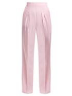 Matchesfashion.com Christopher Kane - Pleat Detail Wool Crepe Trousers - Womens - Pink