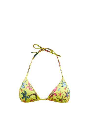 Matchesfashion.com Versace - Trsor De La Mer-print Triangle Bikini Top - Womens - Yellow Multi