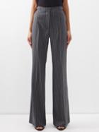 Gabriela Hearst - Jones Pinstriped-wool Wide-leg Suit Trousers - Womens - Light Grey