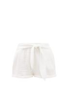 Matchesfashion.com Anaak - Maithili Belted Cotton Shorts - Womens - White