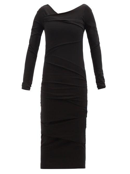 Raey - Ruched Low-back Jersey Bodycon Dress - Womens - Black