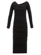 Raey - Ruched Low-back Jersey Bodycon Dress - Womens - Black