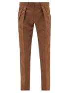 Tom Ford - Double-pleat Silk Canvas Slim-leg Trousers - Mens - Brown