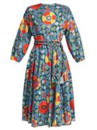 Matchesfashion.com Rhode Resort - Floral Print Cotton Midi Dress - Womens - Blue Print
