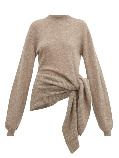 Matchesfashion.com Khaite - Esme Tie Side Cashmere Blend Sweater - Womens - Beige