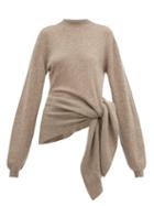 Matchesfashion.com Khaite - Esme Tie Side Cashmere Blend Sweater - Womens - Beige