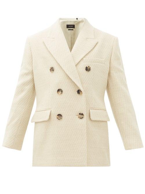 Matchesfashion.com Isabel Marant - Hermina Double-breasted Peak-lapel Wool Blazer - Womens - Cream