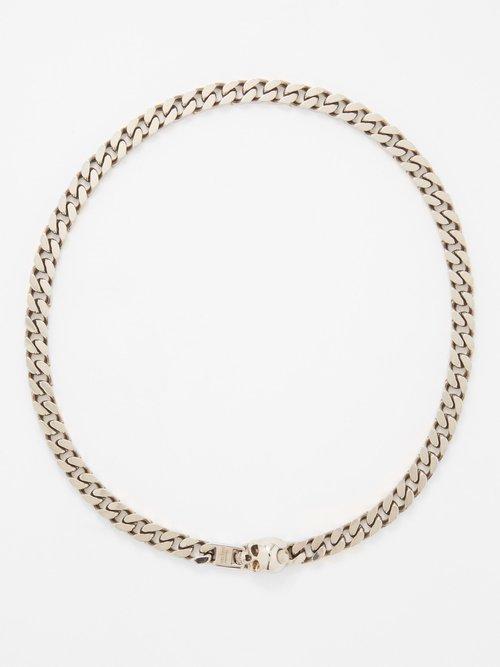 Alexander Mcqueen - Skull-clasp Curb-chain Necklace - Mens - Silver