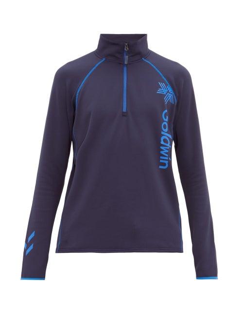 Matchesfashion.com Goldwin - Logo Print Zipped Fleece - Mens - Navy