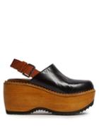 Matchesfashion.com Marni - Leather And Wood Slingback Clog Sandals - Womens - Black