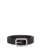 Matchesfashion.com Alexandre Vauthier - Crystal-embellished Suede-trimmed Satin Belt - Womens - Black