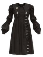 Matchesfashion.com Chopova Lowena - Pleated Organic-cotton Poplin Dress - Womens - Black